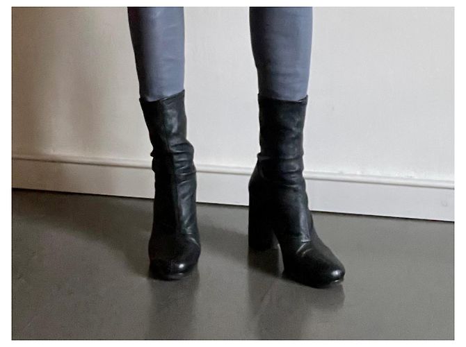 Botas negras Uterque de cuero elástico talla 38 Negro - vista 4