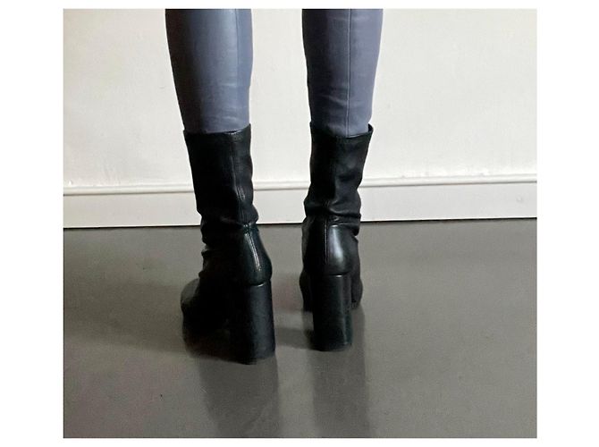 Botas negras Uterque de cuero elástico talla 38 Negro - vista 6
