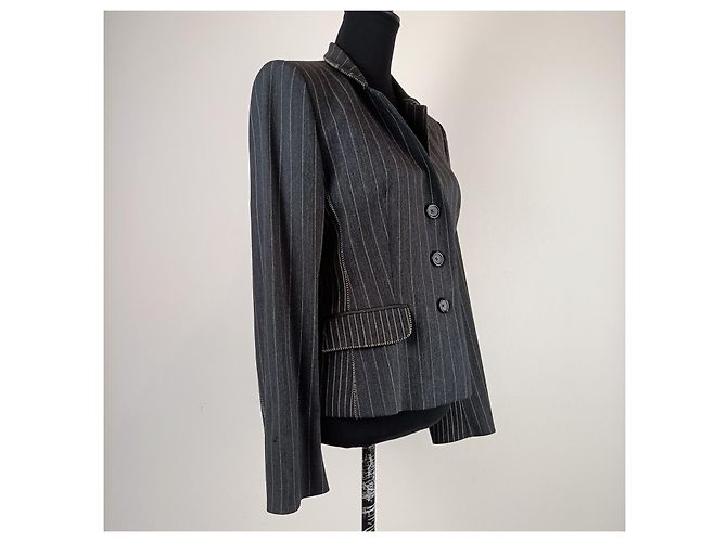 Blazer 2000 Les Copains en lana a rayas Gris - vista 4