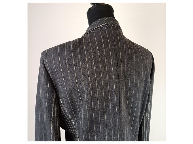 Blazer 2000 Les Copains en lana a rayas Gris - vista 6