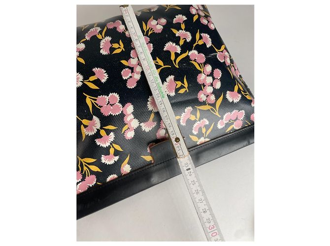 Clutch in pelle floreale vintage Marni nero rosa verde - vista 12