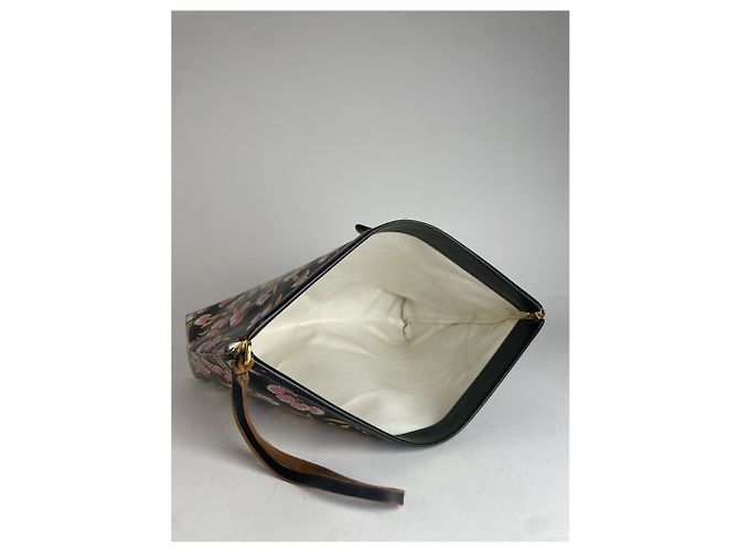 Clutch in pelle floreale vintage Marni nero rosa verde - vista 5