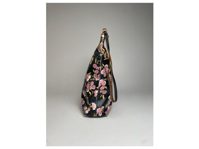 Clutch in pelle floreale vintage Marni nero rosa verde - vista 7