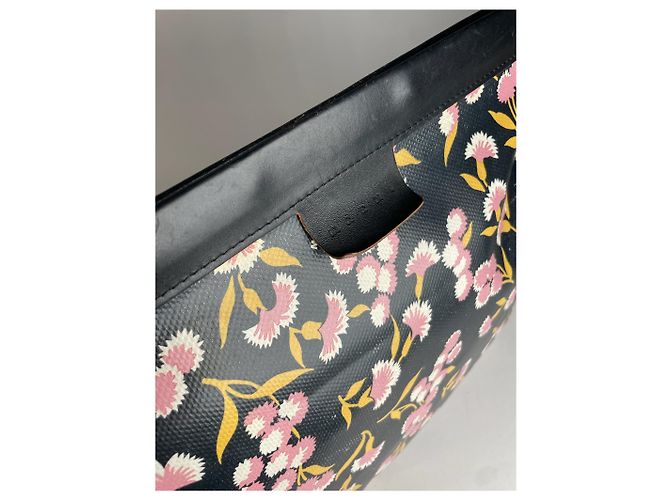 Clutch in pelle floreale vintage Marni nero rosa verde - vista 8