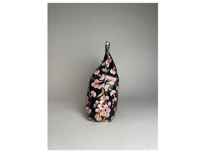 Clutch in pelle floreale vintage Marni nero rosa verde - vista 9