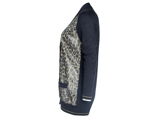 Hermès, grauer Cardigan mit Leopardenmuster Braun - Ansicht 4
