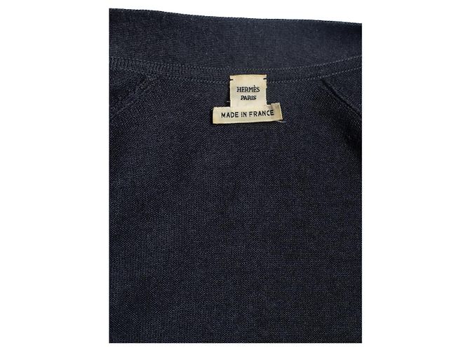 Hermès, grauer Cardigan mit Leopardenmuster Braun - Ansicht 9