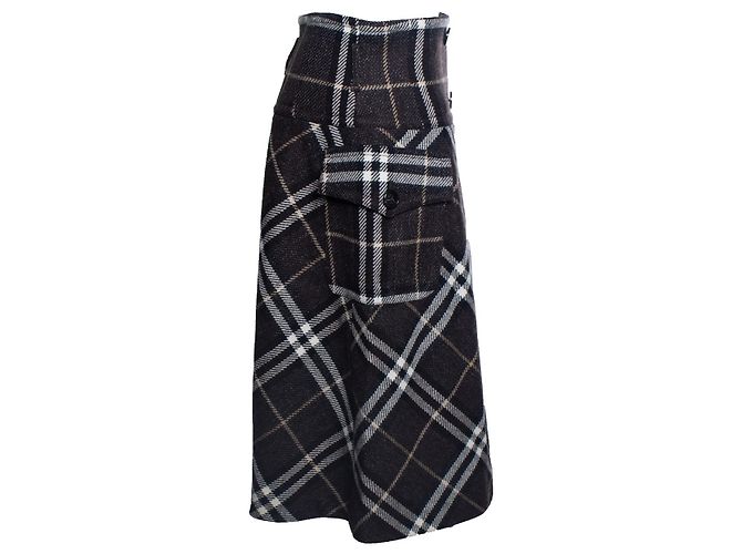 Falda de lana a cuadros Burberry Castaño - vista 2