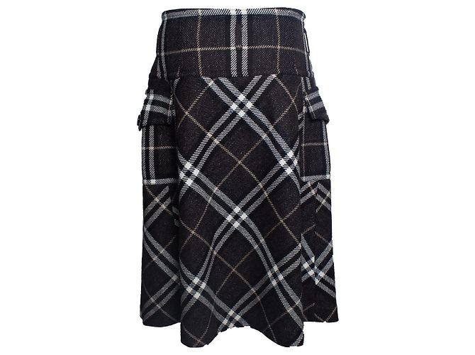 Falda de lana a cuadros Burberry Castaño - vista 3