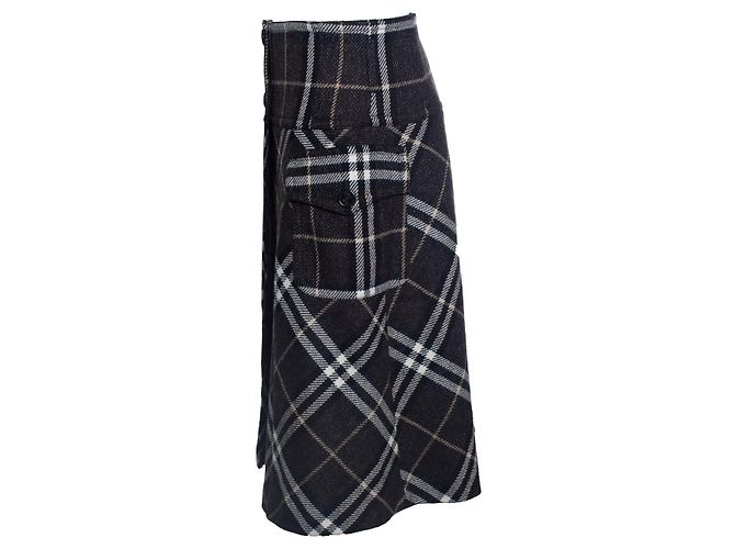 Falda de lana a cuadros Burberry Castaño - vista 4