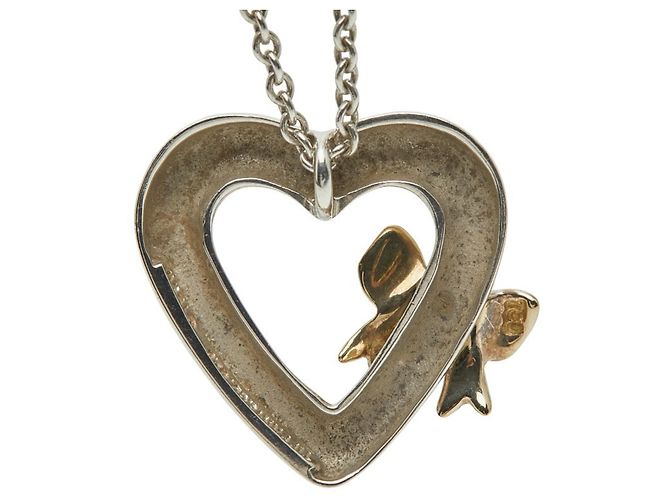 Collana Pendente Vintage Cuore Nastro Tiffany & Co. - vista 3