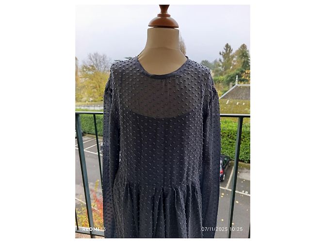 Vestido Balenciaga de seda y algodón gris - vista 2