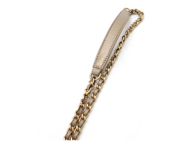 Camera Bolso de Hombro de Cuero Chanel Coco Mark Dorado Metálico - vista 5