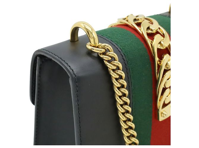 Borsa Mini Catena Gucci Sylvie Web Ribbon Nero - vista 4