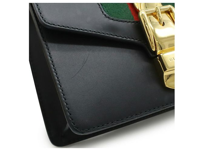 Borsa Mini Catena Gucci Sylvie Web Ribbon Nero - vista 7