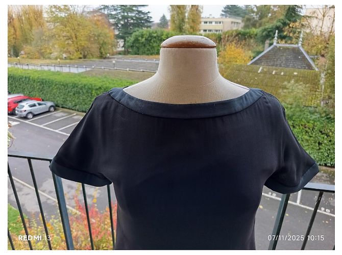 Abito oversize Chloé in seta e lana blu navy Nero - vista 2