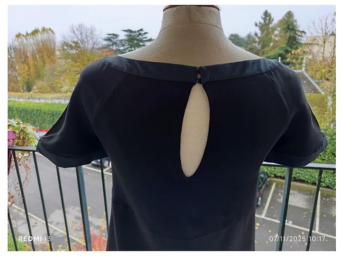 Abito oversize Chloé in seta e lana blu navy Nero - vista 5