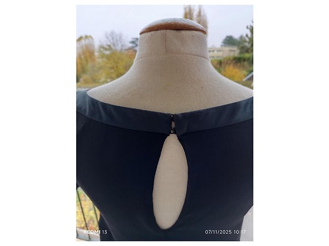 Abito oversize Chloé in seta e lana blu navy Nero - vista 6