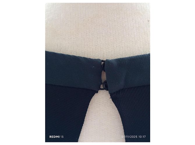 Abito oversize Chloé in seta e lana blu navy Nero - vista 7