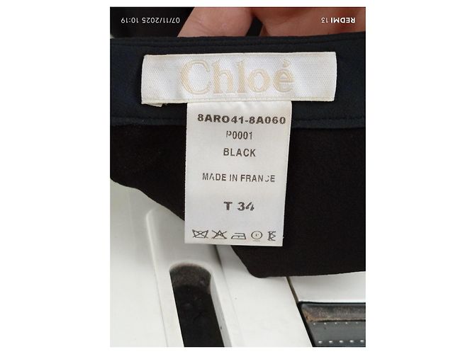 Abito oversize Chloé in seta e lana blu navy Nero - vista 9