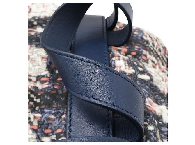 Chanel Tweed-Print Nylon-Rucksack Blau - Ansicht 5