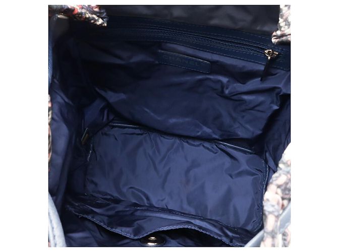 Chanel Tweed-Print Nylon-Rucksack Blau - Ansicht 7