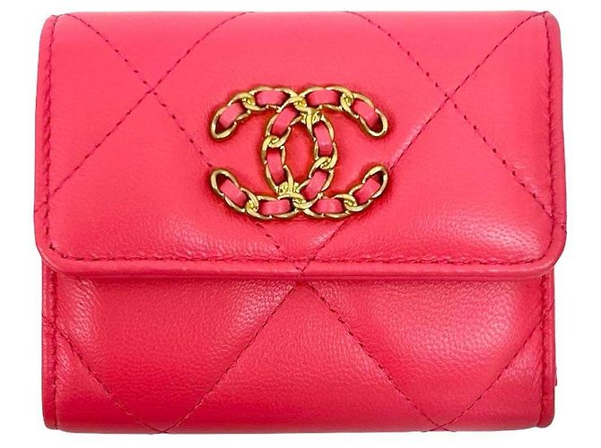 Chanel Coco Mark Leder Dreifachbörse Pink - Ansicht 2