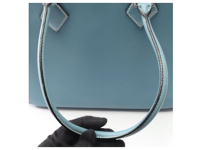 Borsa in pelle Hermès Plume 28 Blu - vista 5
