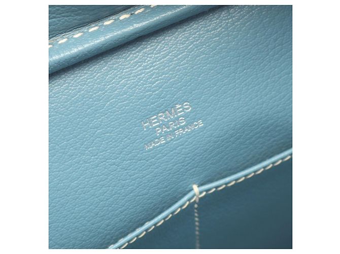 Borsa in pelle Hermès Plume 28 Blu - vista 6