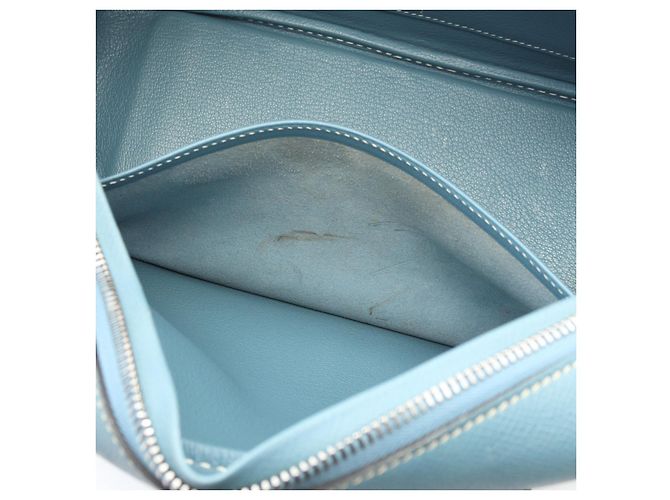 Borsa in pelle Hermès Plume 28 Blu - vista 8
