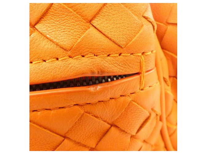 Bolsa de Ombro de Couro Bottega Veneta Laranja - vista 4
