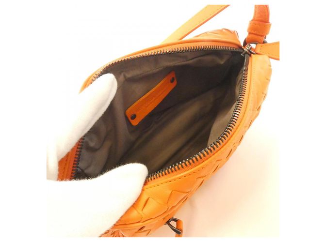 Bolsa de Ombro de Couro Bottega Veneta Laranja - vista 8