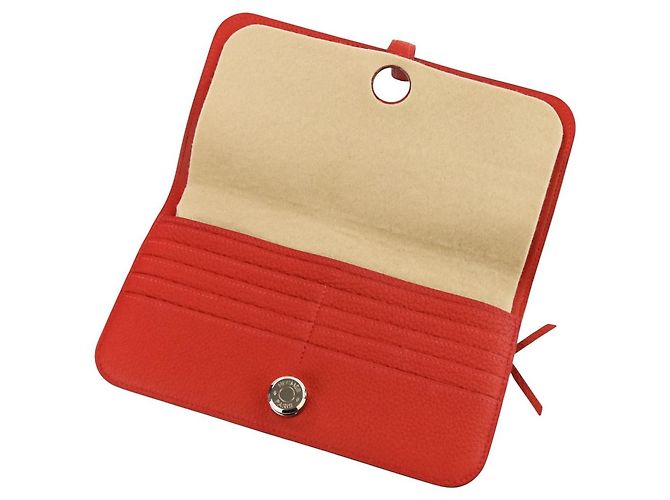 Portafoglio Lungo Dogon Hermès Taurillon Clémence Rosso - vista 5