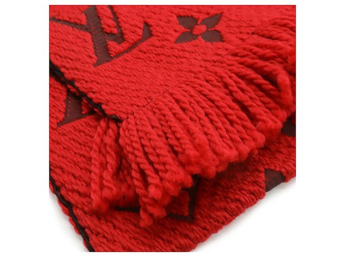 Sciarpa Logomania in Lana e Seta Louis Vuitton Rosso - vista 4