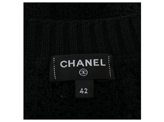 Top de punto Chanel Negro - vista 5