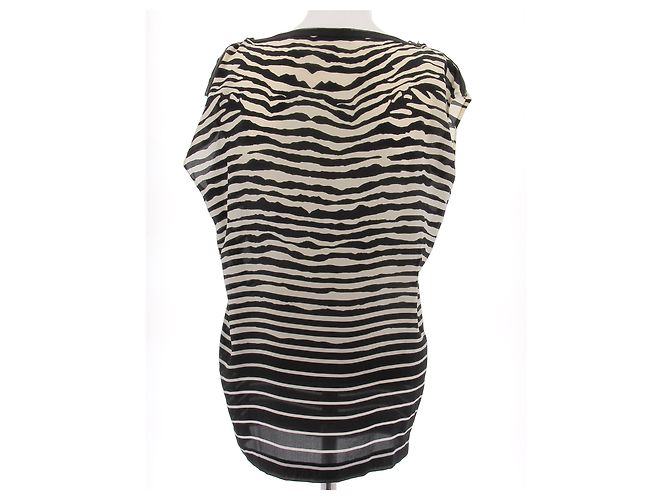 Alexander Mcqueen Blusa sin mangas de seda con estampado de cebra Negro - vista 2