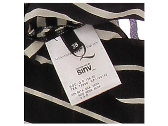 Alexander Mcqueen Blusa sin mangas de seda con estampado de cebra Negro - vista 6