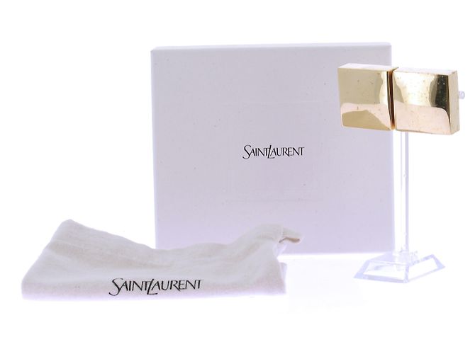 Saint Laurent Orecchini quadrati dorati a clip D'oro - vista 6
