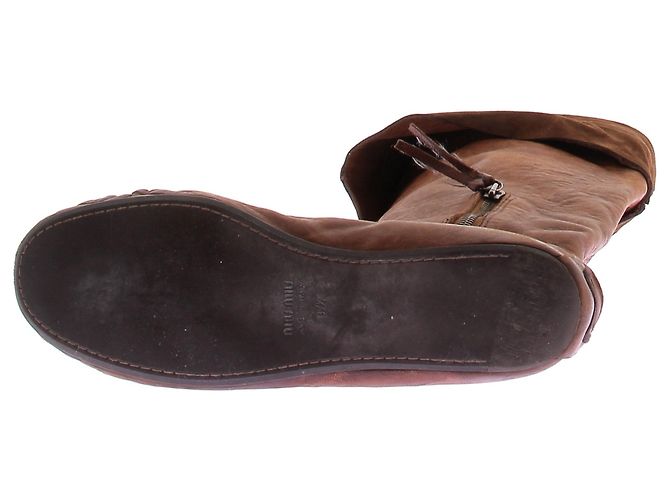 Botines Miu Miu de cuero marrón Castaño - vista 6