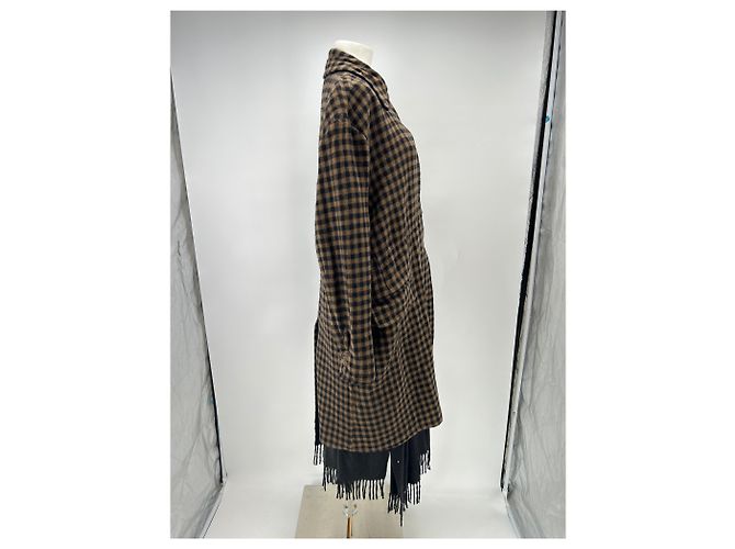 Preen By Thornton Bregazzi Braun-schwarzer kariert Wollmantel - Ansicht 3