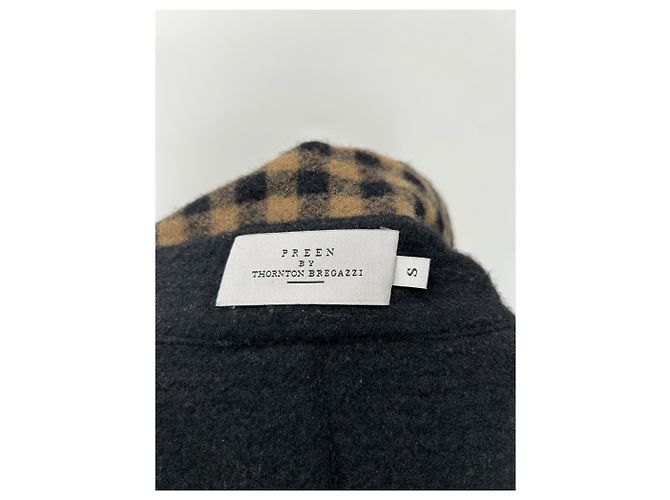 Preen By Thornton Bregazzi Braun-schwarzer kariert Wollmantel - Ansicht 6