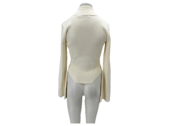 Gestuz Pull cotelé blanc à zip White - view 2