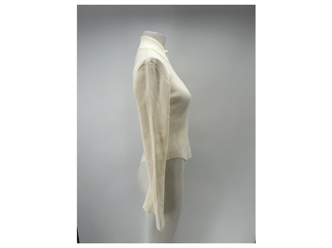 Gestuz Pull cotelé blanc à zip White - view 3
