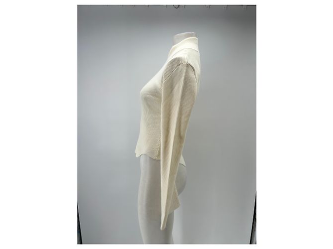Gestuz Pull cotelé blanc à zip White - view 4