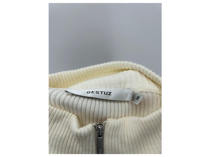 Gestuz Pull cotelé blanc à zip White - view 6