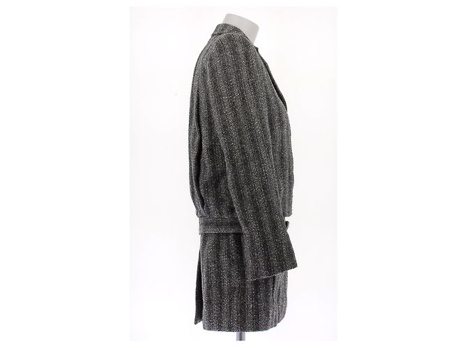 Marc Jacobs Lange graue Tweedjacke aus Wolle - Ansicht 3