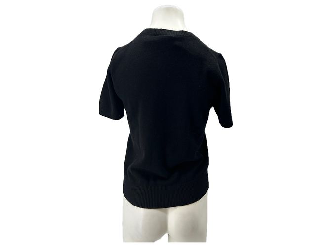 Autre Marque Pullover mit kurzen Ärmeln aus schwarzer Kaschmirwolle - Ansicht 2