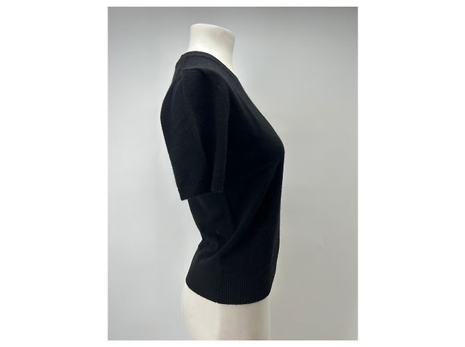Autre Marque Pullover mit kurzen Ärmeln aus schwarzer Kaschmirwolle - Ansicht 3