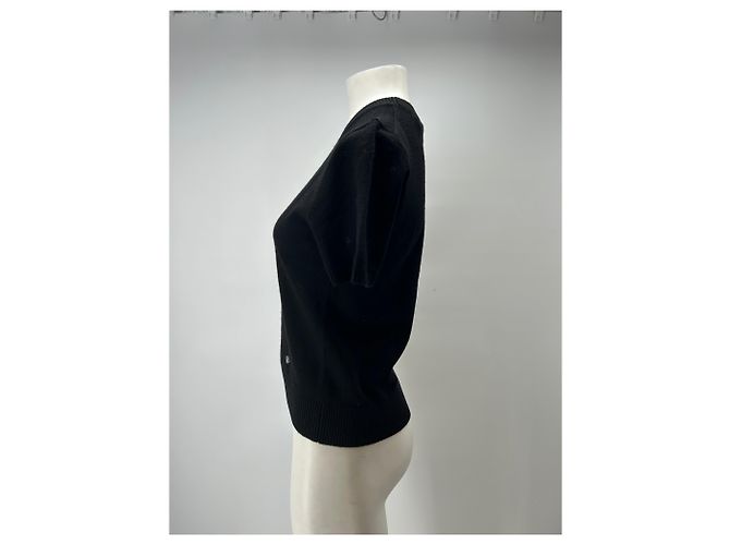 Autre Marque Pullover mit kurzen Ärmeln aus schwarzer Kaschmirwolle - Ansicht 4