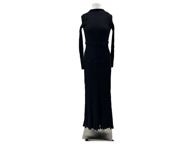 Autre Marque Vestido negro con botones de lana - vista 2